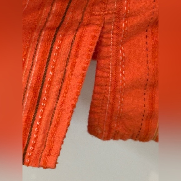 Breckenridge Orange Casual Button Down Shacket with Pintuck Pleats - Picture 9 of 9